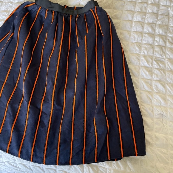 FRNCH Navy Orange stripe Aline skirt - Picture 2 of 11